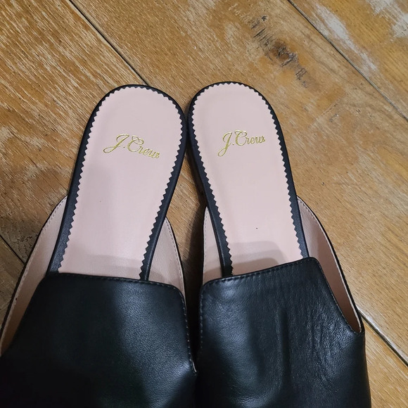 NWOT J.Crew Pointed Toe Black Leather Mules Size 10 - Picture 3 of 11